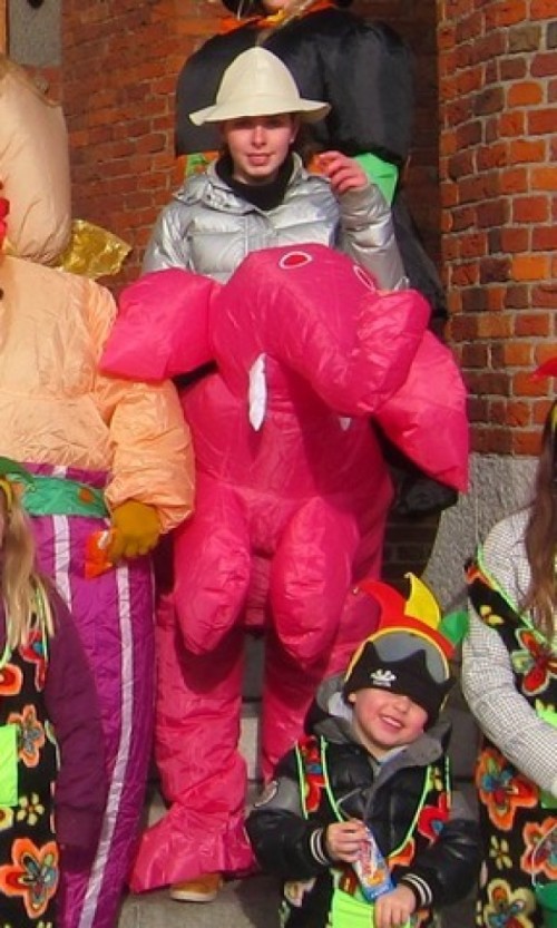 Mascottepak Opblaasbaar kostuum - Roze olifant